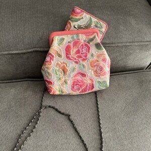 Isabella Fiore Mini Embossed Rose Leather Crossbody Bag + Matching Wallet